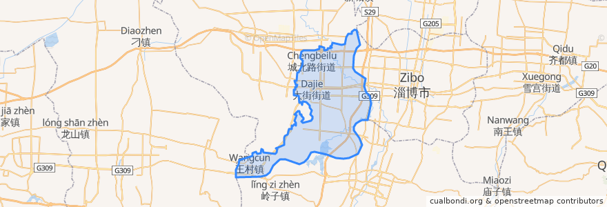 Mapa de ubicacion de 周村区.