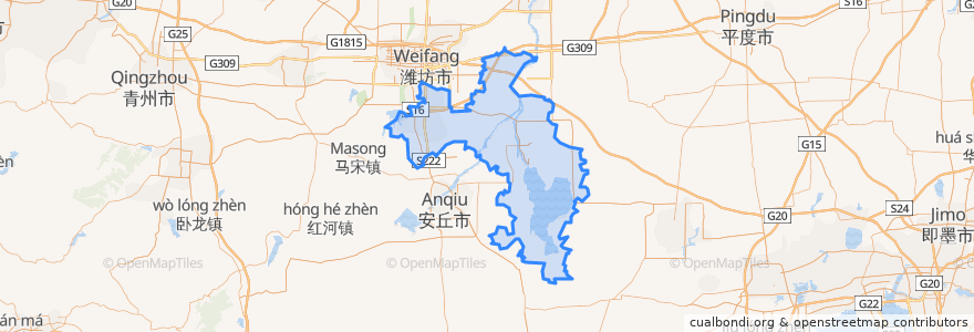 Mapa de ubicacion de 坊子区.