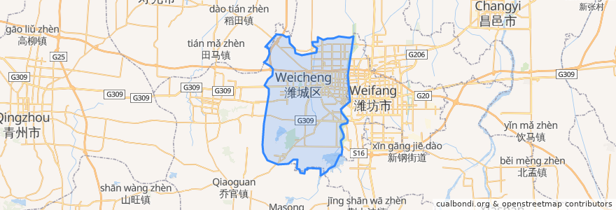 Mapa de ubicacion de 潍城区.