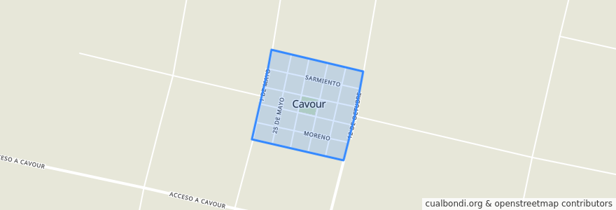 Mapa de ubicacion de Cavour.