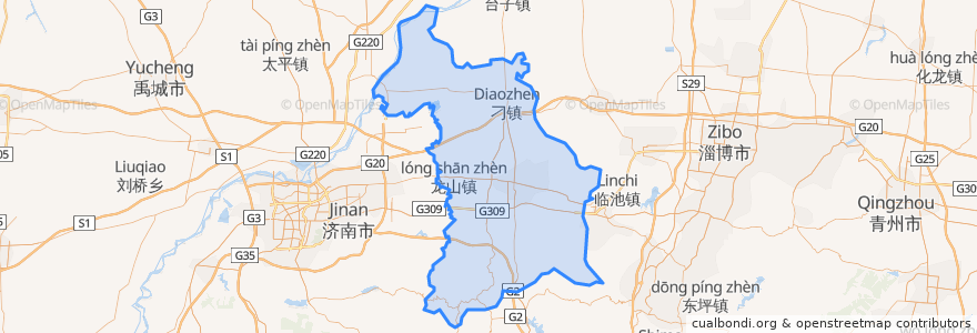 Mapa de ubicacion de 章丘区.