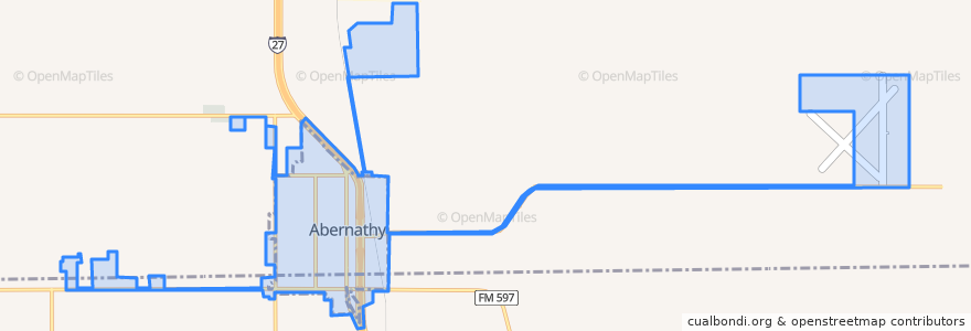 Mapa de ubicacion de Abernathy.