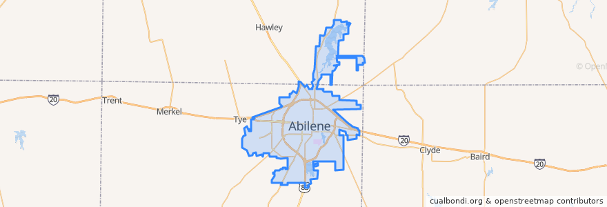 Mapa de ubicacion de Abilene.