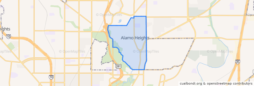 Mapa de ubicacion de Alamo Heights.