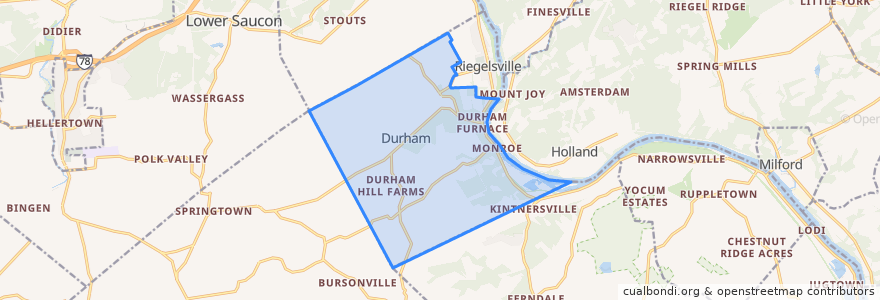 Mapa de ubicacion de Durham Township.