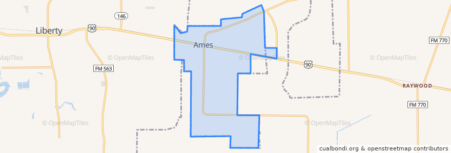Mapa de ubicacion de Ames.