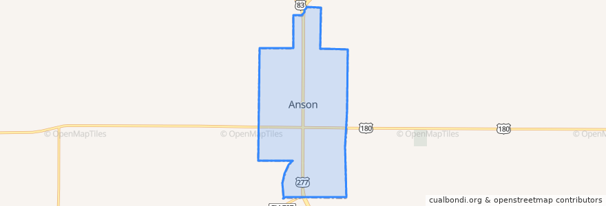 Mapa de ubicacion de Anson.