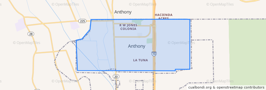 Mapa de ubicacion de Anthony.