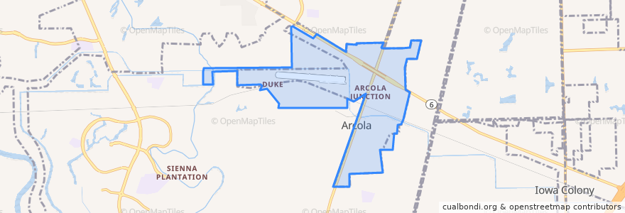 Mapa de ubicacion de Arcola.