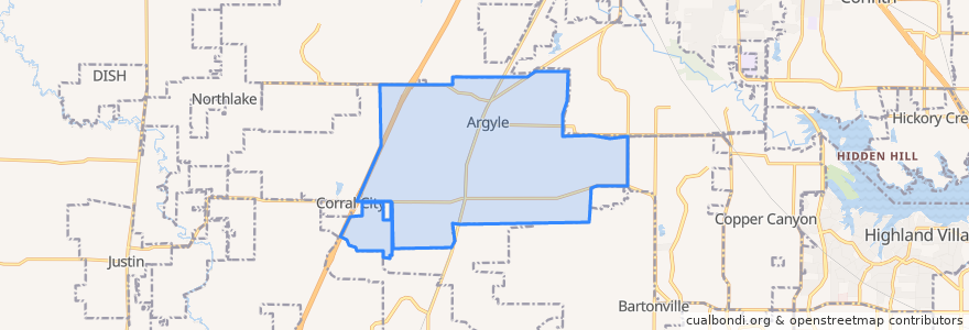 Mapa de ubicacion de Argyle.