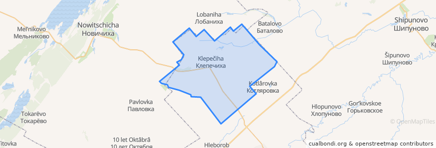 Mapa de ubicacion de Клепечихинский сельсовет.