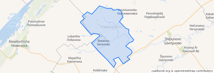 Mapa de ubicacion de Порожненский сельсовет.