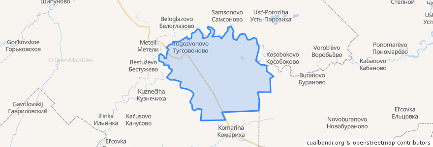 Mapa de ubicacion de Тугозвоновский сельсовет.