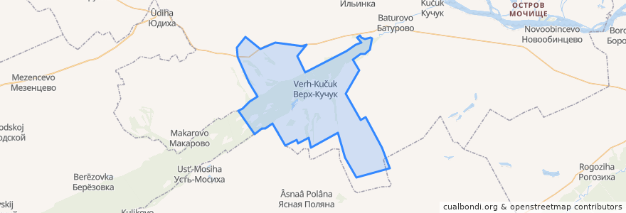 Mapa de ubicacion de Верх-Кучукский сельсовет.