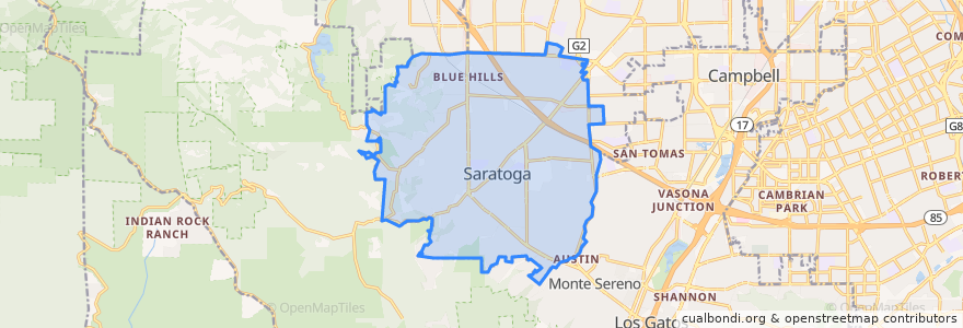 Mapa de ubicacion de Saratoga.