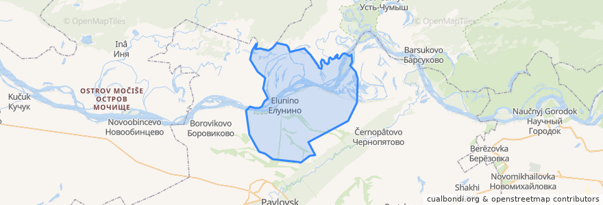 Mapa de ubicacion de Елунинский сельсовет.