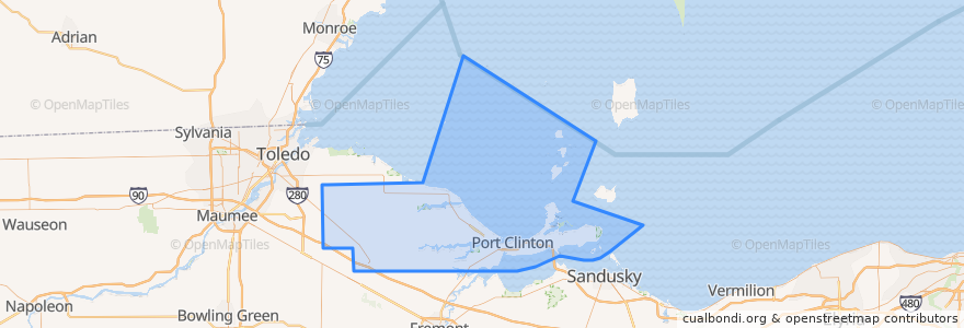 Mapa de ubicacion de Ottawa County.