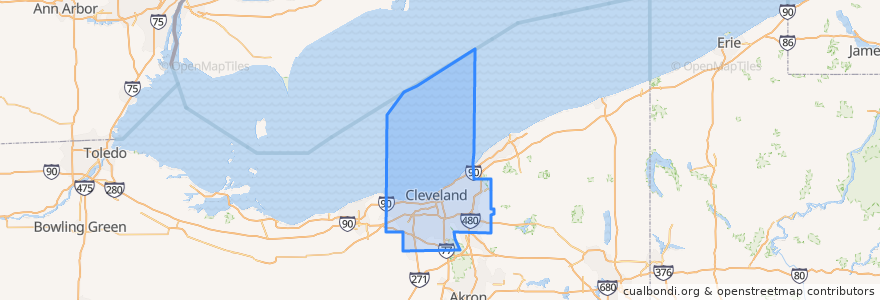 Mapa de ubicacion de Cuyahoga County.