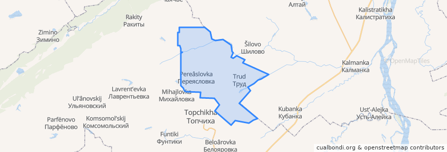 Mapa de ubicacion de Переясловский сельсовет.