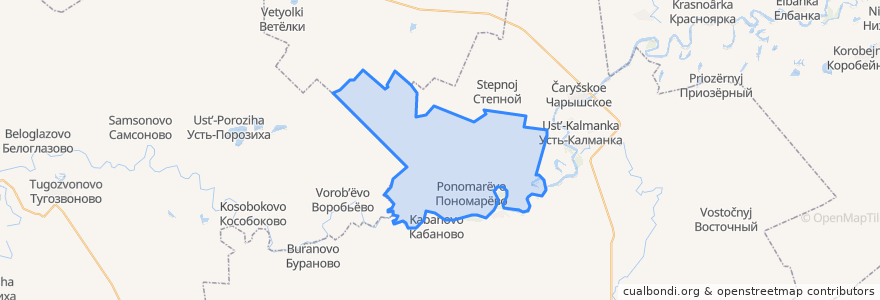 Mapa de ubicacion de Пономарёвский сельсовет.