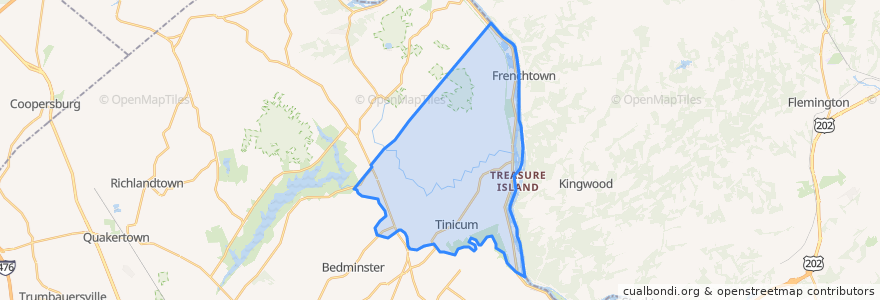 Mapa de ubicacion de Tinicum Township.