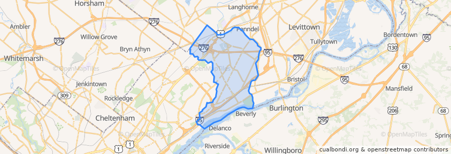 Mapa de ubicacion de Bensalem Township.