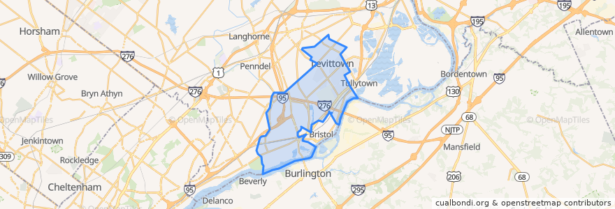 Mapa de ubicacion de Bristol Township.
