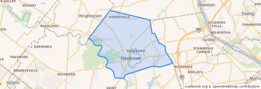 Mapa de ubicacion de Newtown Township.
