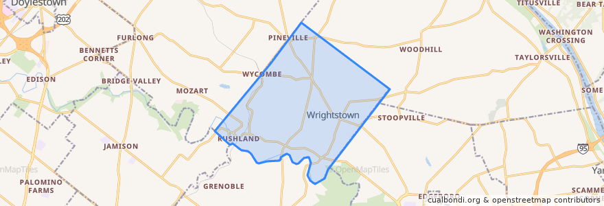Mapa de ubicacion de Wrightstown Township.