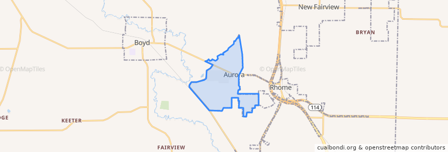 Mapa de ubicacion de Aurora.