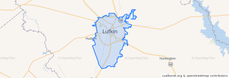 Mapa de ubicacion de Lufkin.