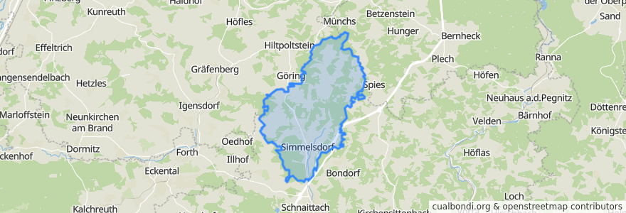 Mapa de ubicacion de Simmelsdorf.