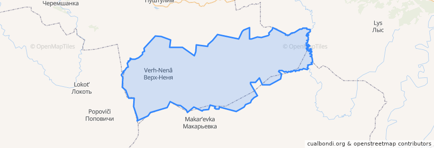 Mapa de ubicacion de Верх-Ненинский сельсовет.