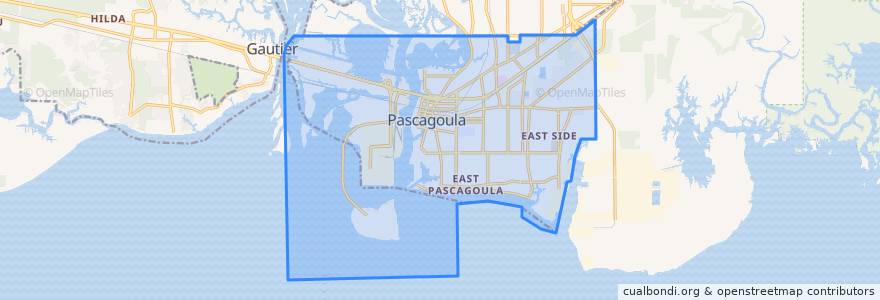 Mapa de ubicacion de Pascagoula.