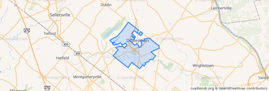 Mapa de ubicacion de Doylestown Township.