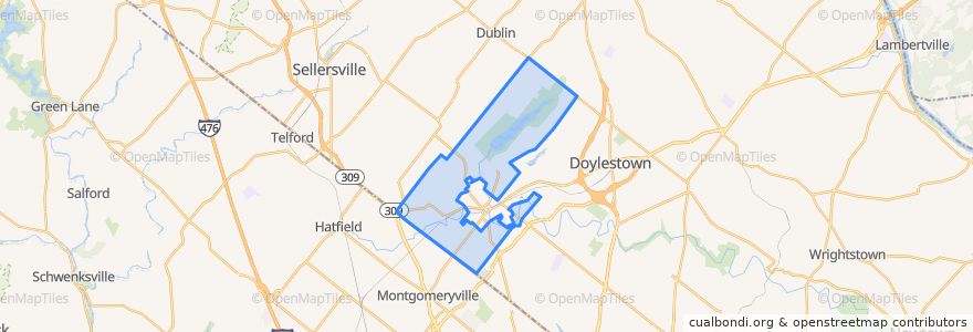 Mapa de ubicacion de New Britain Township.