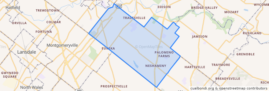 Mapa de ubicacion de Warrington Township.