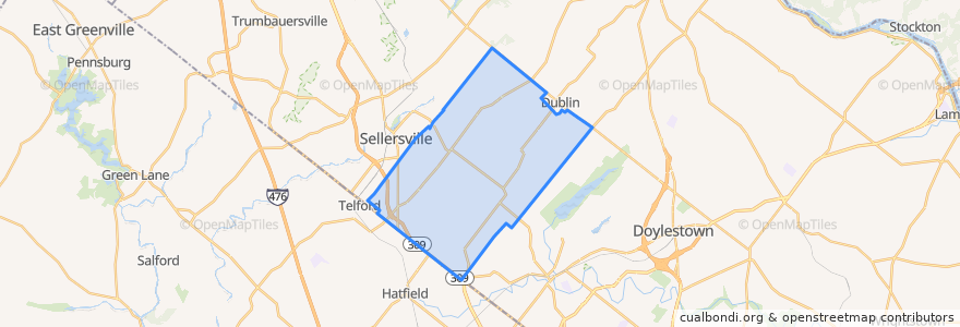 Mapa de ubicacion de Hilltown Township.