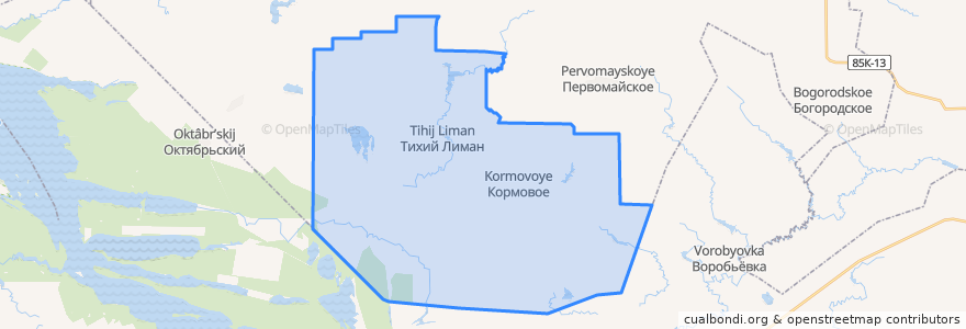 Mapa de ubicacion de Кормовское сельское поселение.