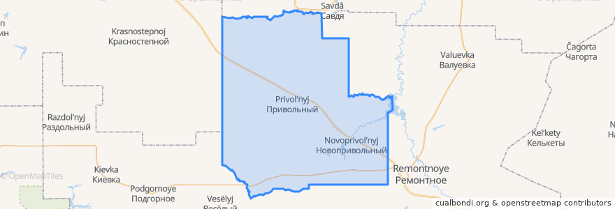 Mapa de ubicacion de Привольненское сельское поселение.