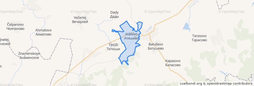 Mapa de ubicacion de Атяшевское городское поселение.