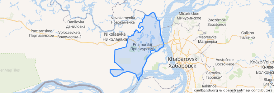 Mapa de ubicacion de Приамурское городское поселение.