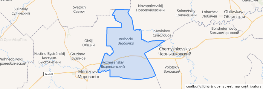 Mapa de ubicacion de Вознесенское сельское поселение.