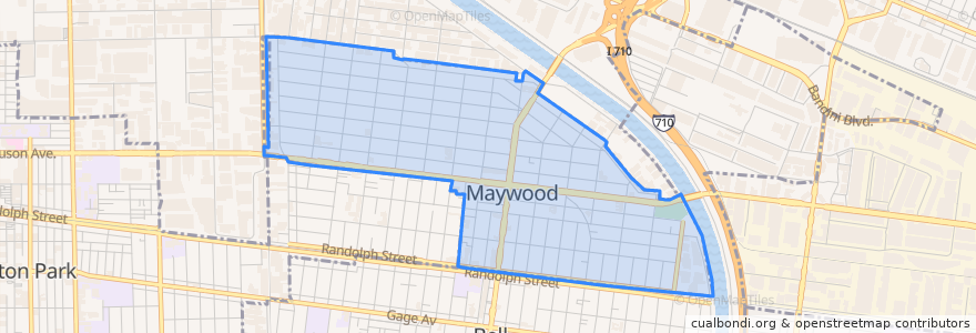 Mapa de ubicacion de Maywood.