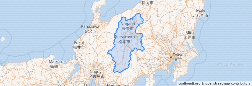 Mapa de ubicacion de 長野県.