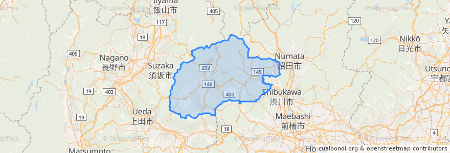 Mapa de ubicacion de 吾妻郡.