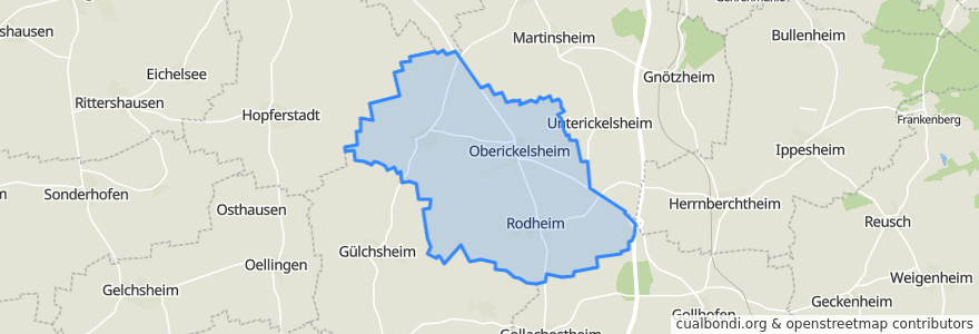 Mapa de ubicacion de Oberickelsheim.