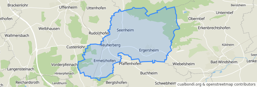 Mapa de ubicacion de Ergersheim.