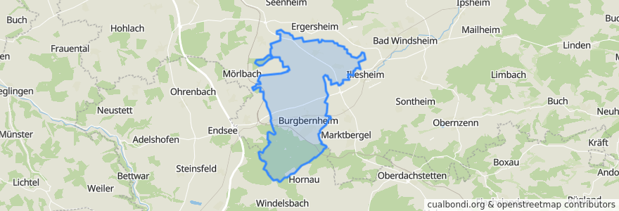 Mapa de ubicacion de Burgbernheim.