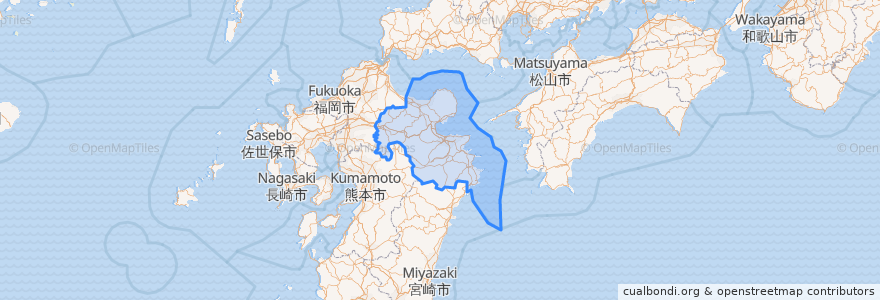 Mapa de ubicacion de Prefettura di Ōita.